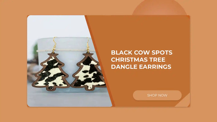 Black Cow Spots Christmas Tree Dangle Earrings by@Outfy