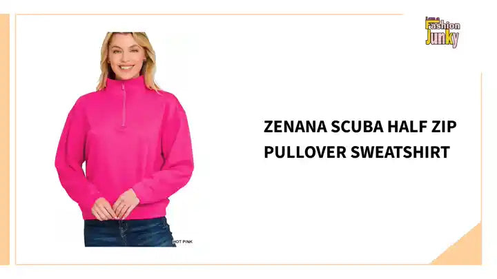 Zenana Scuba Half Zip Pullover Sweatshirt by@Outfy