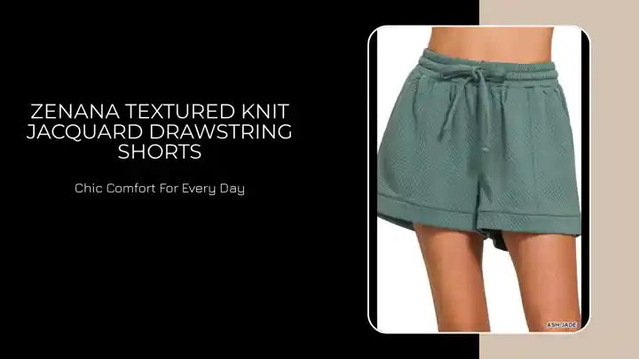 Zenana Textured Knit Jacquard Drawstring Shorts by@Outfy