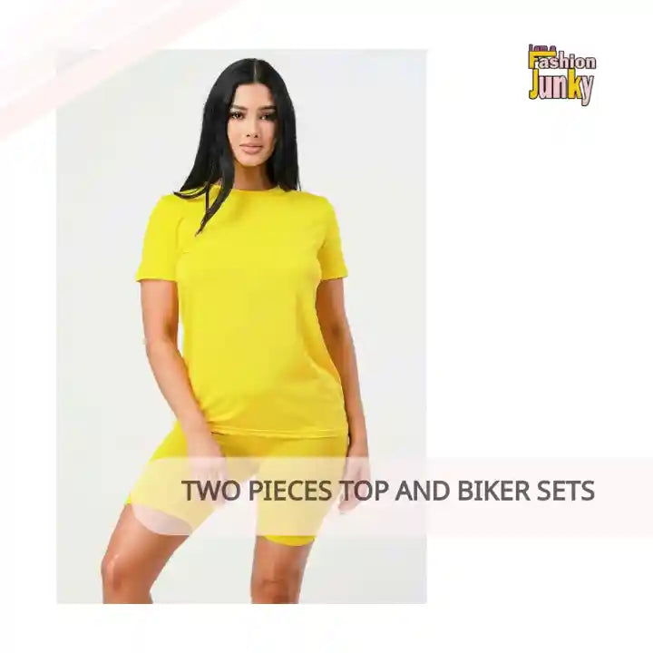 Two Pieces Top And Biker Sets by@Outfy