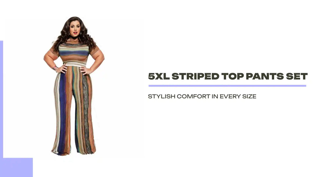 5XL Striped Top Pants Set by@Outfy