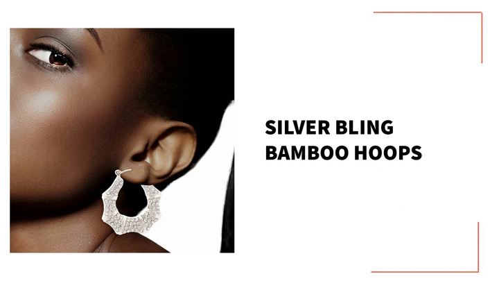Silver Bling Bamboo Hoops by@Outfy