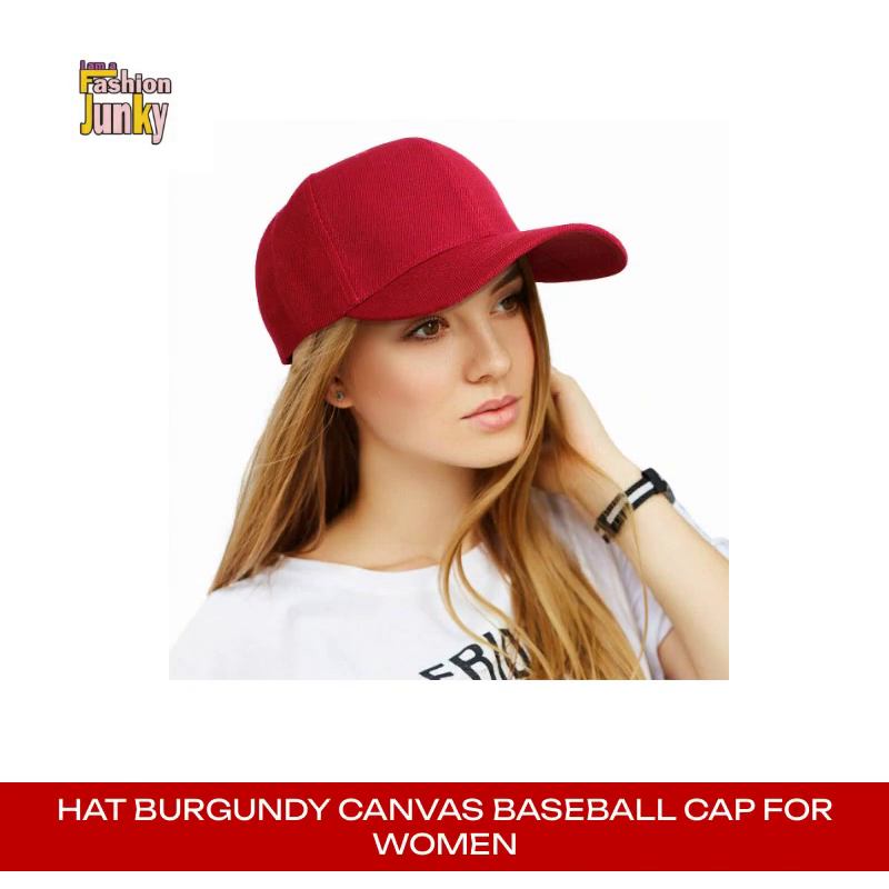 Hat Burgundy Canvas Baseball Cap for Women by@Outfy