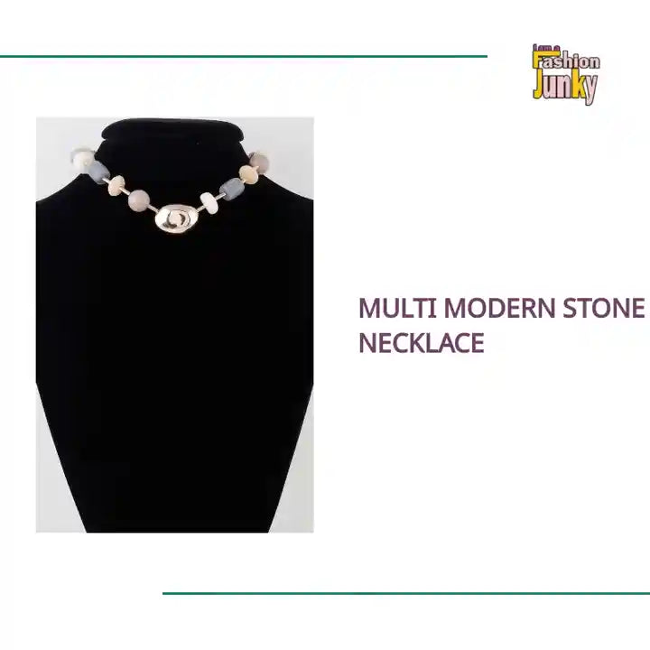 Multi Modern Stone Necklace by@Outfy
