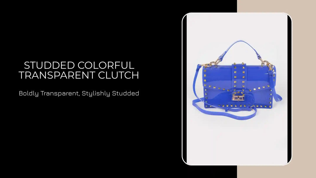 Studded Colorful Transparent Clutch by@Outfy