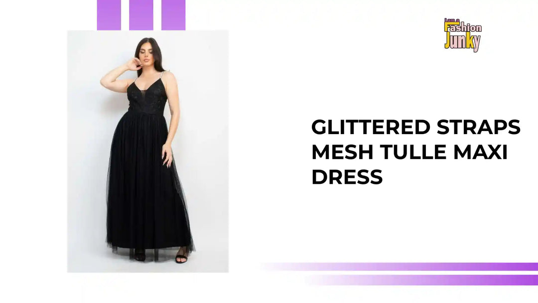 Glittered Straps Mesh Tulle Maxi Dress by@Outfy