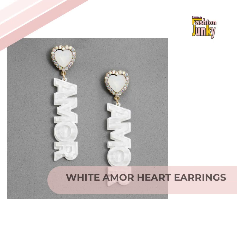 White Amor Heart Earrings by@Outfy