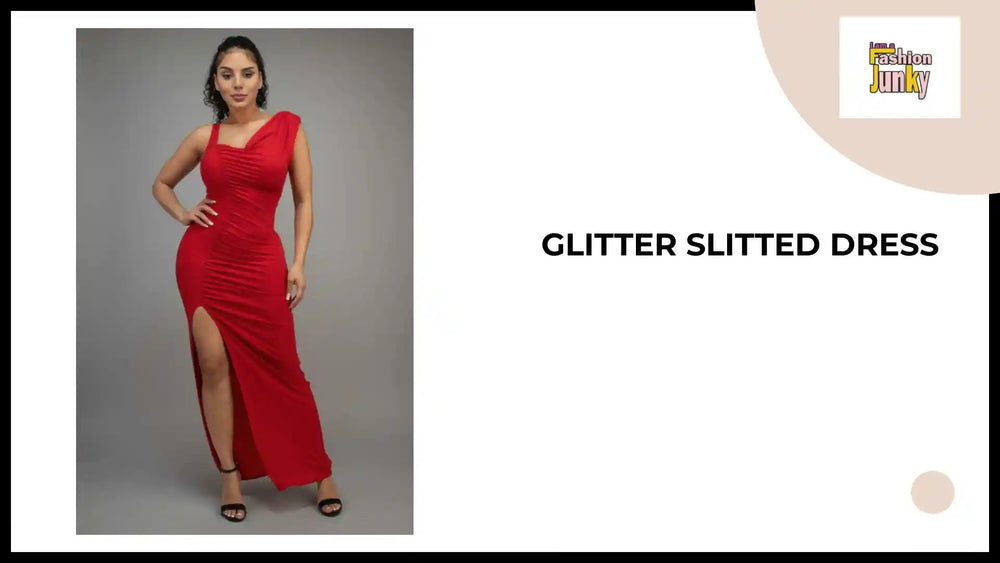 Glitter Slitted Dress by@Outfy