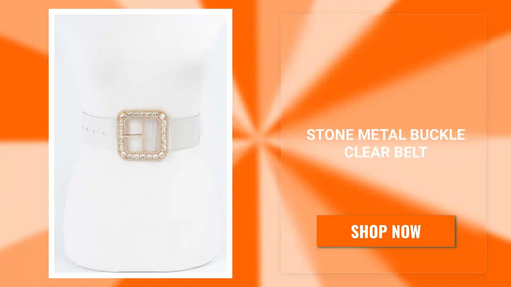 Stone Metal Buckle Clear Belt by@Outfy