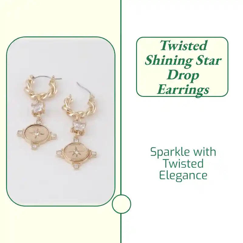 Twisted Shining Star Drop Earrings by@Outfy