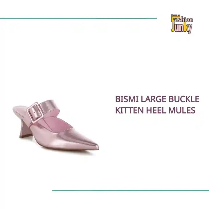 Bismi Large Buckle Kitten Heel Mules by@Outfy