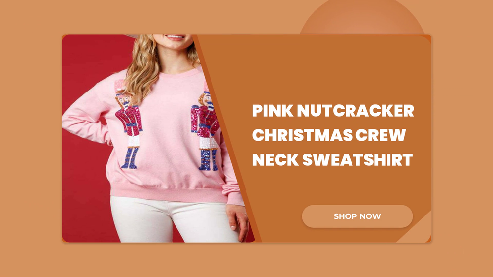 Pink Nutcracker Christmas Crew Neck Sweatshirt by@Outfy