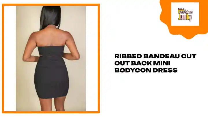 Ribbed Bandeau Cut Out Back Mini Bodycon Dress by@Outfy