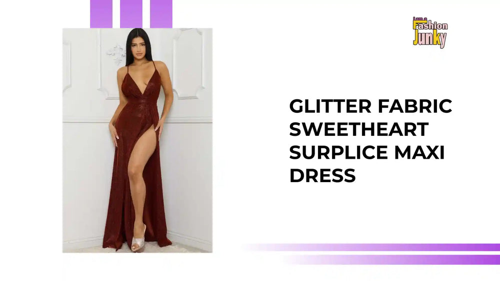 Glitter Fabric Sweetheart Surplice Maxi Dress by@Outfy