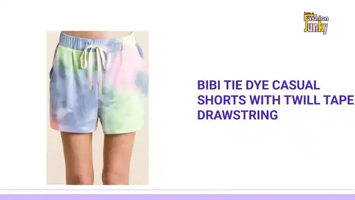 BiBi Tie Dye Casual Shorts with Twill Tape Drawstring by@Outfy