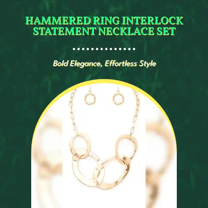 Hammered Ring Interlock Statement Necklace Set by@Outfy