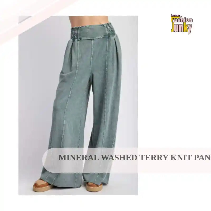 Mineral washed terry knit pants by@Outfy
