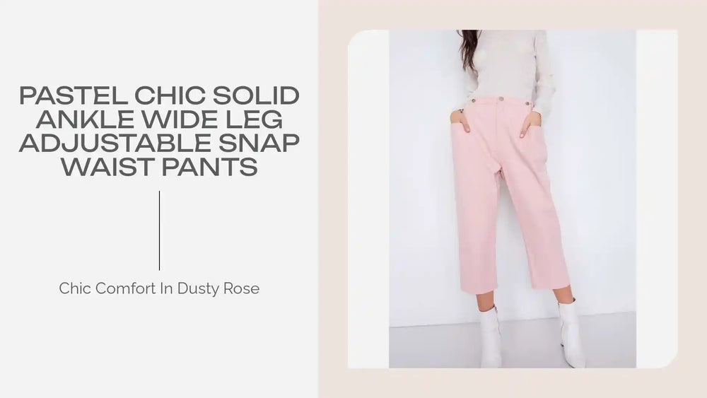 Pastel Chic Solid Ankle Wide Leg Adjustable Snap Waist Pants by@Outfy