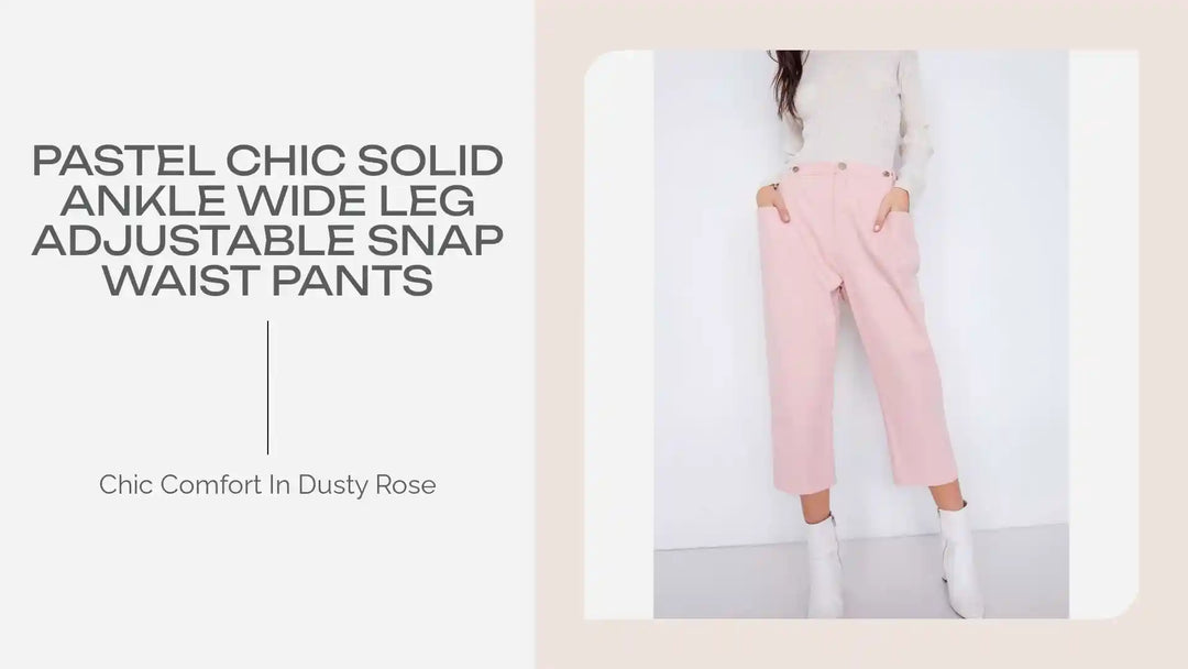 Pastel Chic Solid Ankle Wide Leg Adjustable Snap Waist Pants by@Outfy