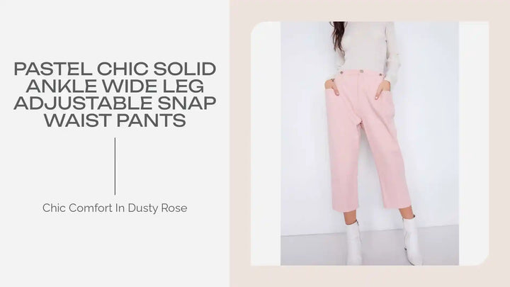 Pastel Chic Solid Ankle Wide Leg Adjustable Snap Waist Pants by@Outfy