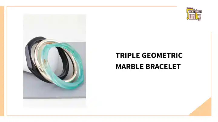 Triple Geometric Marble Bracelet by@Outfy