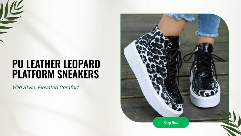 PU Leather Leopard Platform Sneakers by@Outfy