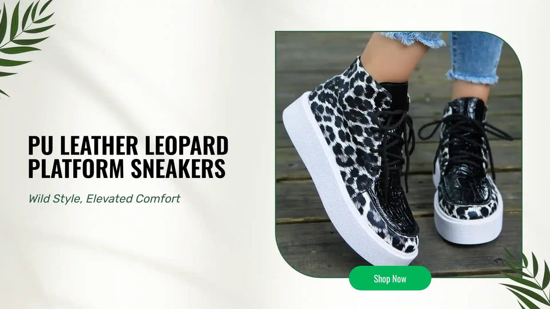 PU Leather Leopard Platform Sneakers by@Outfy