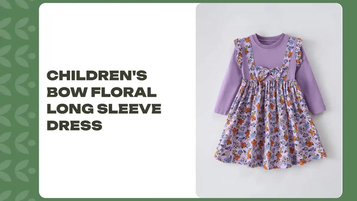 Children's Bow Floral Long Sleeve Dress by@Outfy