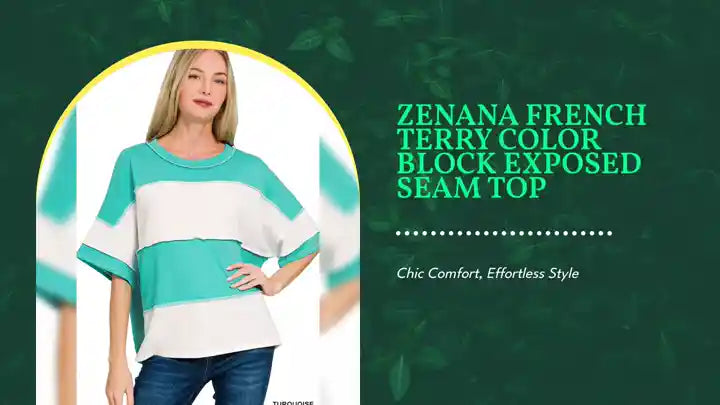 Zenana French Terry Color Block Exposed Seam Top by@Outfy