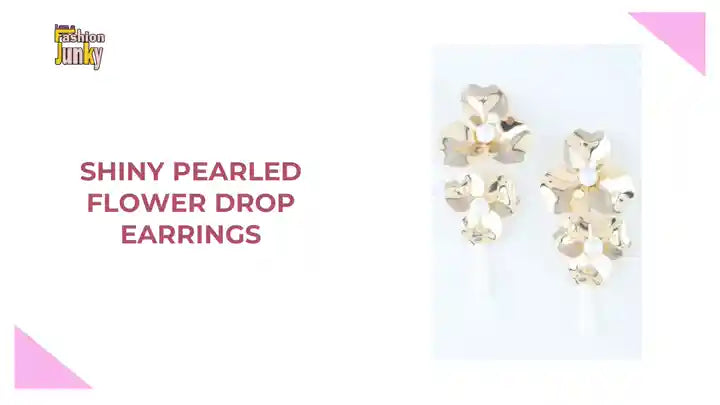 Shiny Pearled Flower Drop Earrings by@Outfy