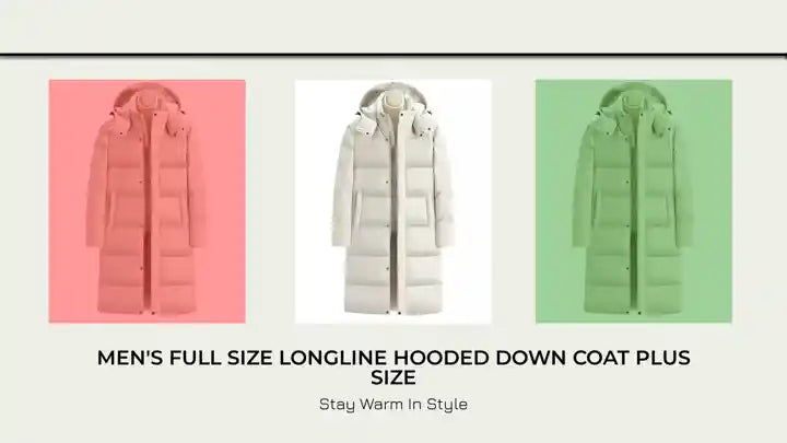 Men's Full Size Longline Hooded Down Coat Plus Size by@Outfy