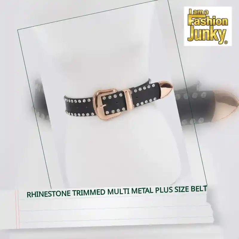Rhinestone Trimmed Multi Metal Plus Size Belt by@Outfy