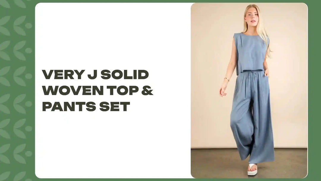 VERY J Solid Woven Top &amp; Pants Set by@Outfy