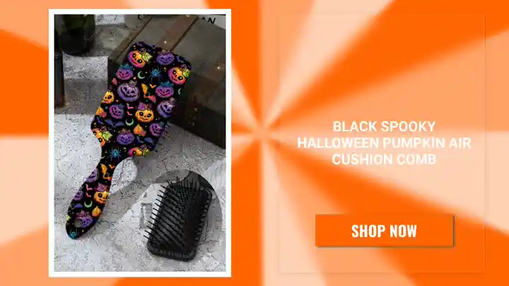 Black Spooky Halloween Pumpkin Air Cushion Comb by@Outfy