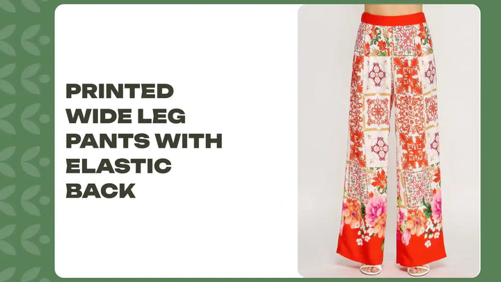 Printed Wide Leg Pants With Elastic Back by@Outfy