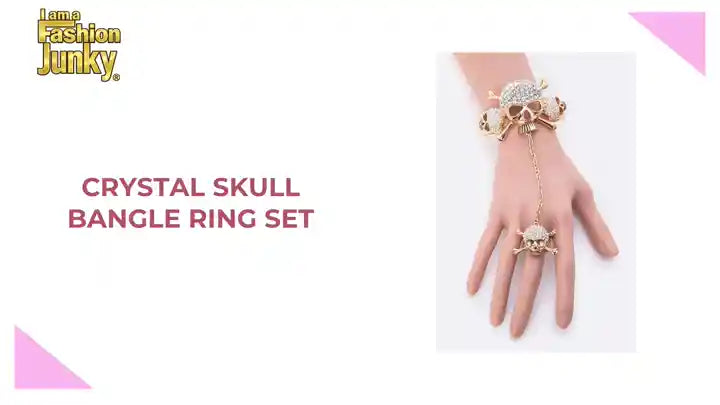 Crystal Skull Bangle Ring Set by@Outfy