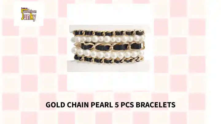 Gold Chain Pearl 5 Pcs Bracelets by@Outfy
