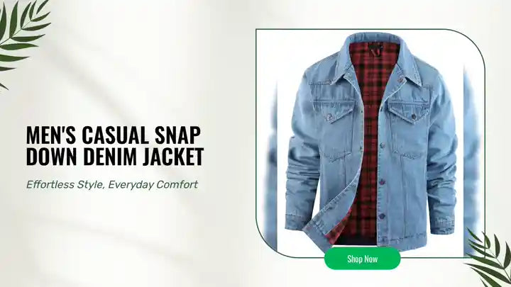 Men's Casual Snap Down Denim Jacket by@Outfy