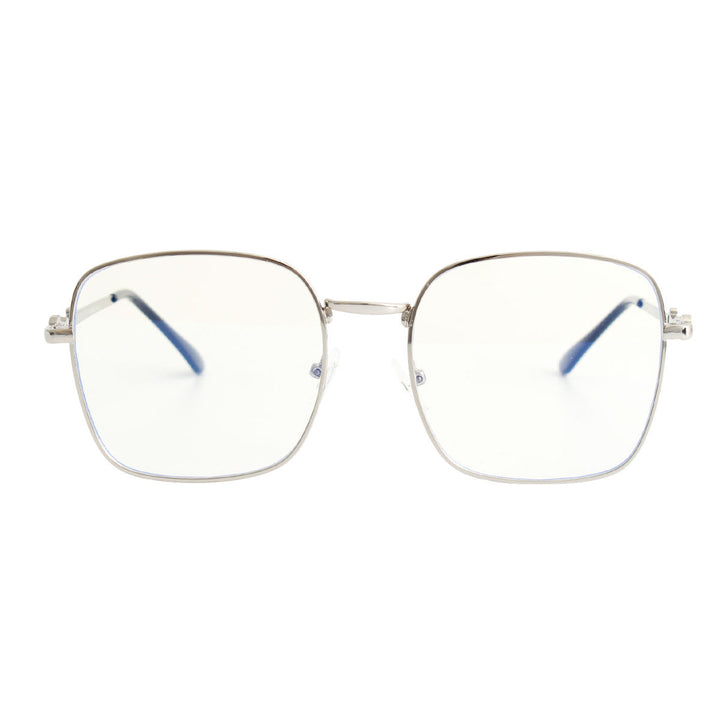Silver Blue Light Square Glasses