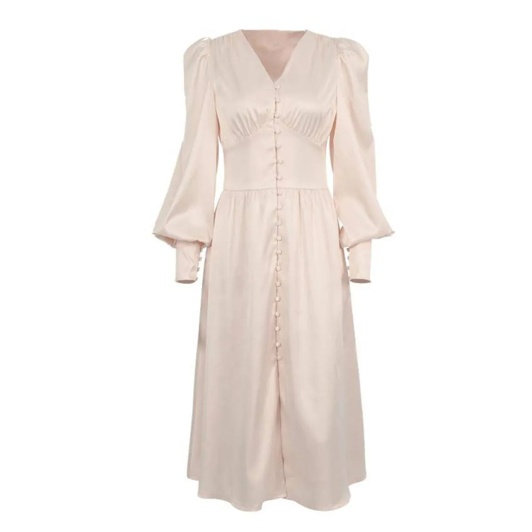 Satin Puff Sleeve Dress