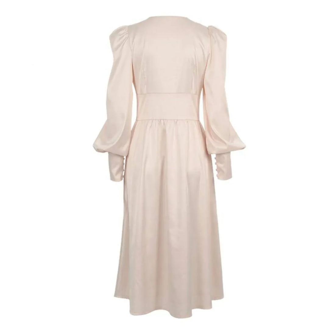 Satin Puff Sleeve Dress