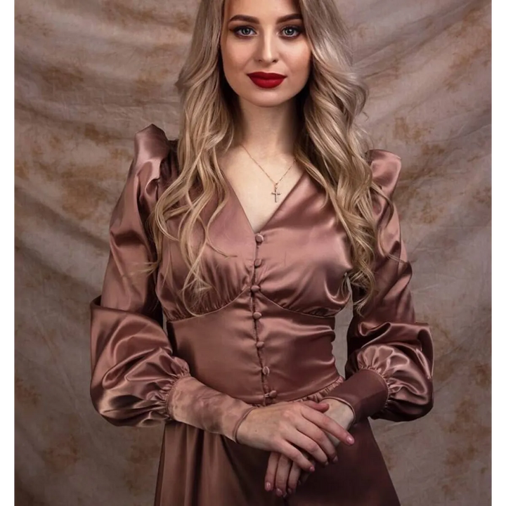 Satin Puff Sleeve Dress