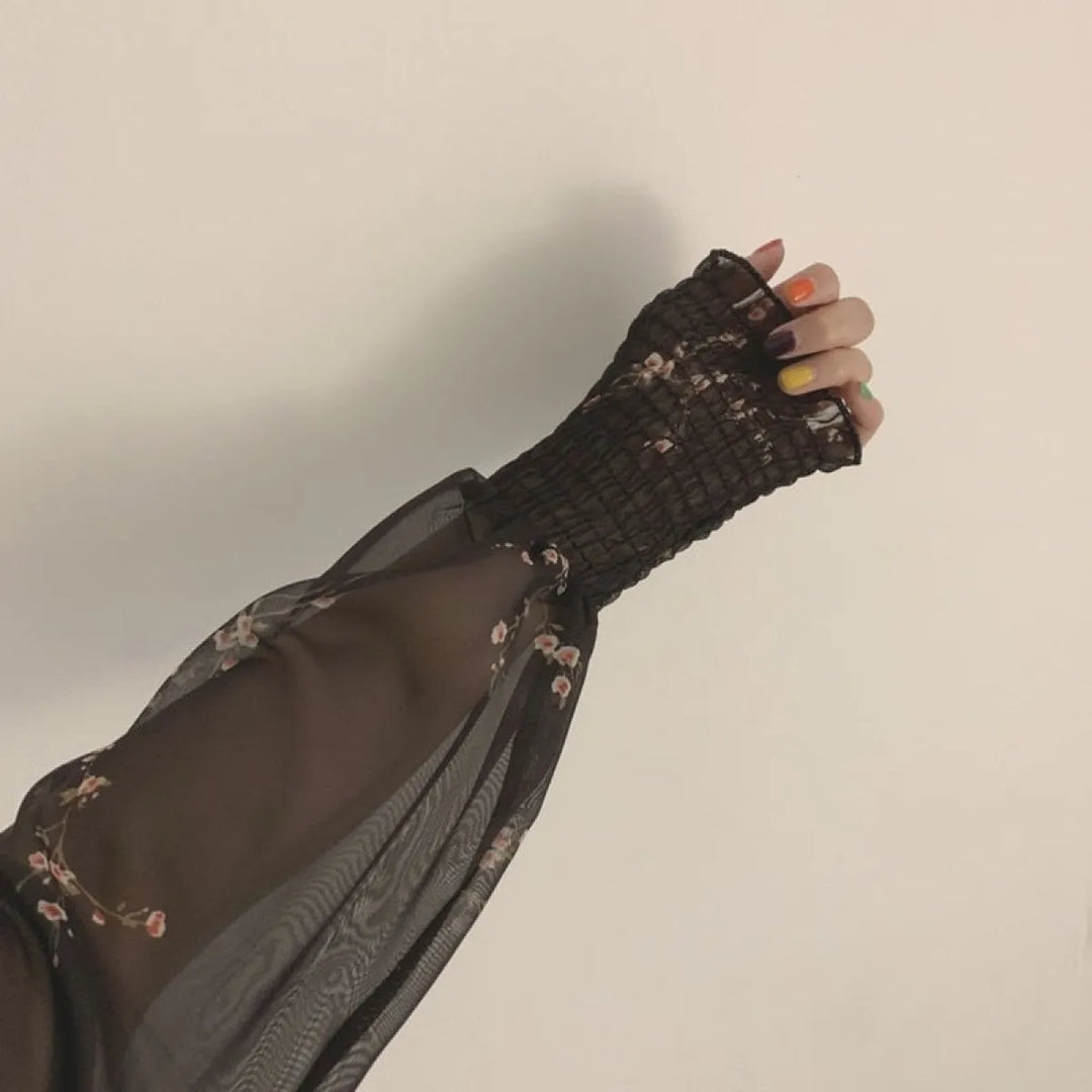 Vintage Flower Puff Sleeve Dress