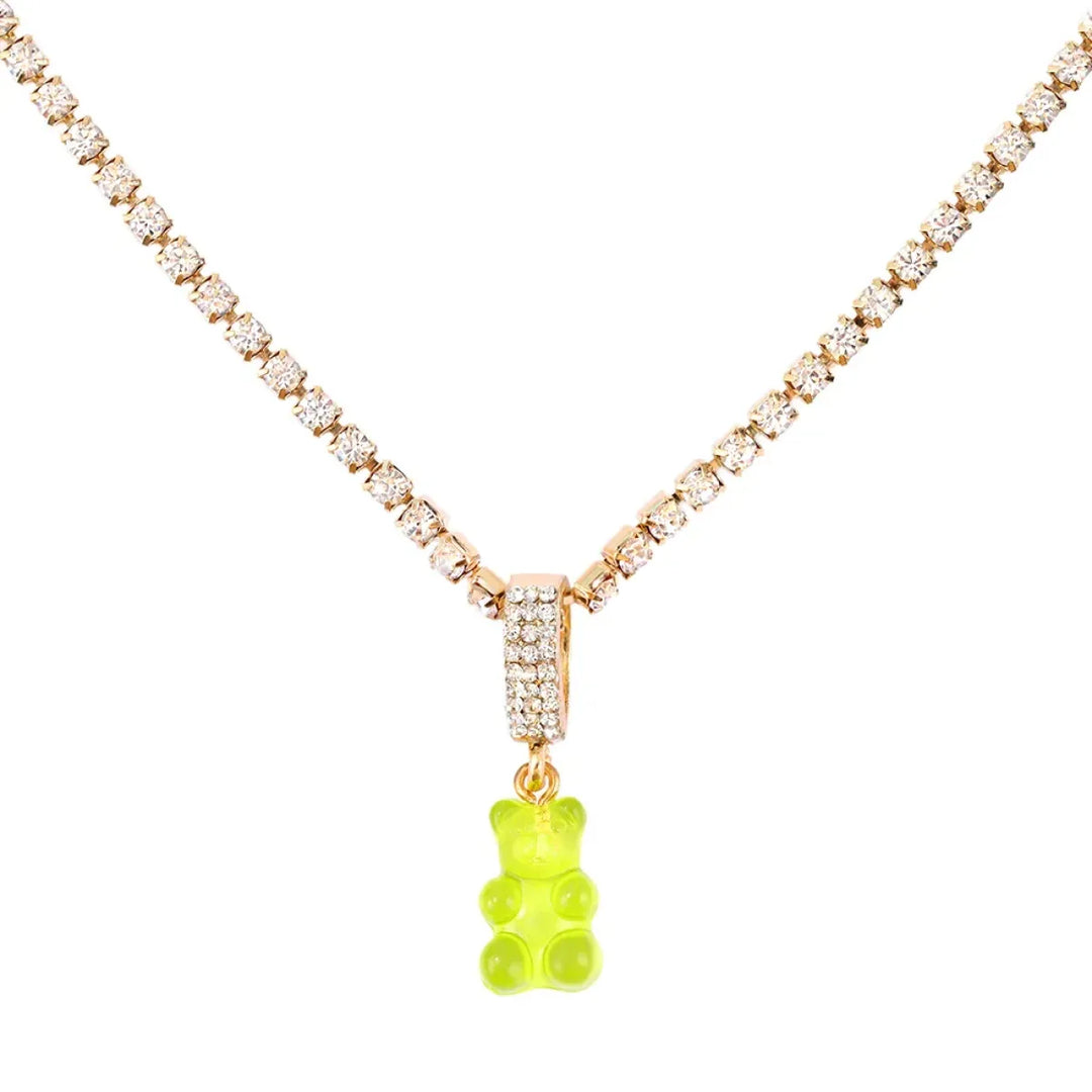 Punk Gummy Bear Crystal Choker - Colorful Metal Multi-layer Necklace