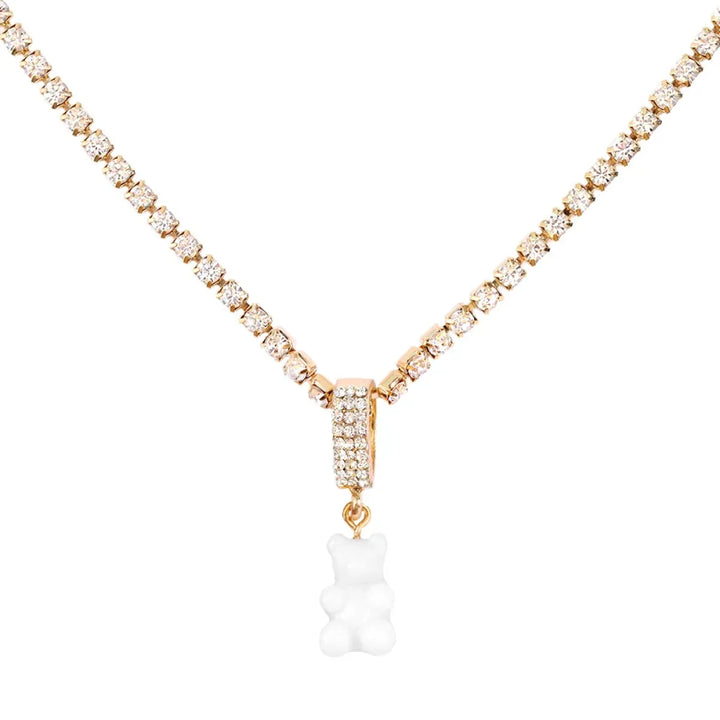 Punk Gummy Bear Crystal Choker - Colorful Metal Multi-layer Necklace