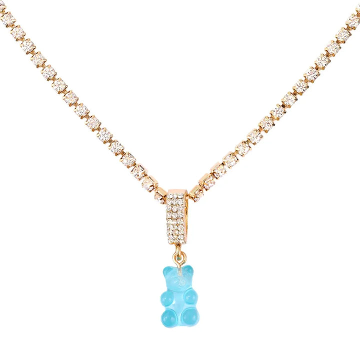 Punk Gummy Bear Crystal Choker - Colorful Metal Multi-layer Necklace