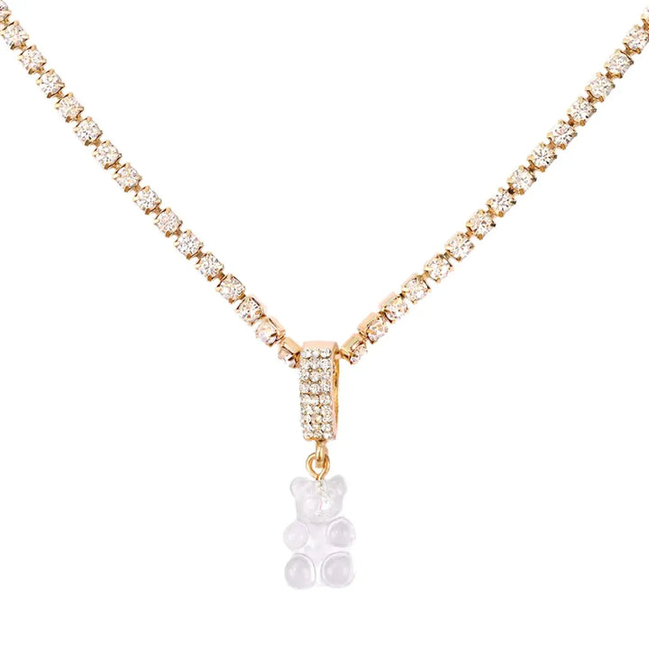 Punk Gummy Bear Crystal Choker - Colorful Metal Multi-layer Necklace