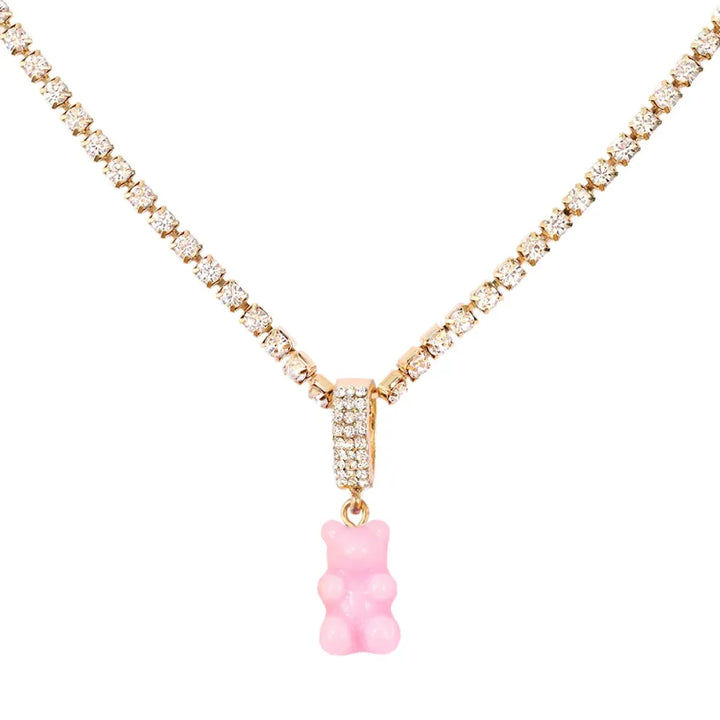 Punk Gummy Bear Crystal Choker - Colorful Metal Multi-layer Necklace