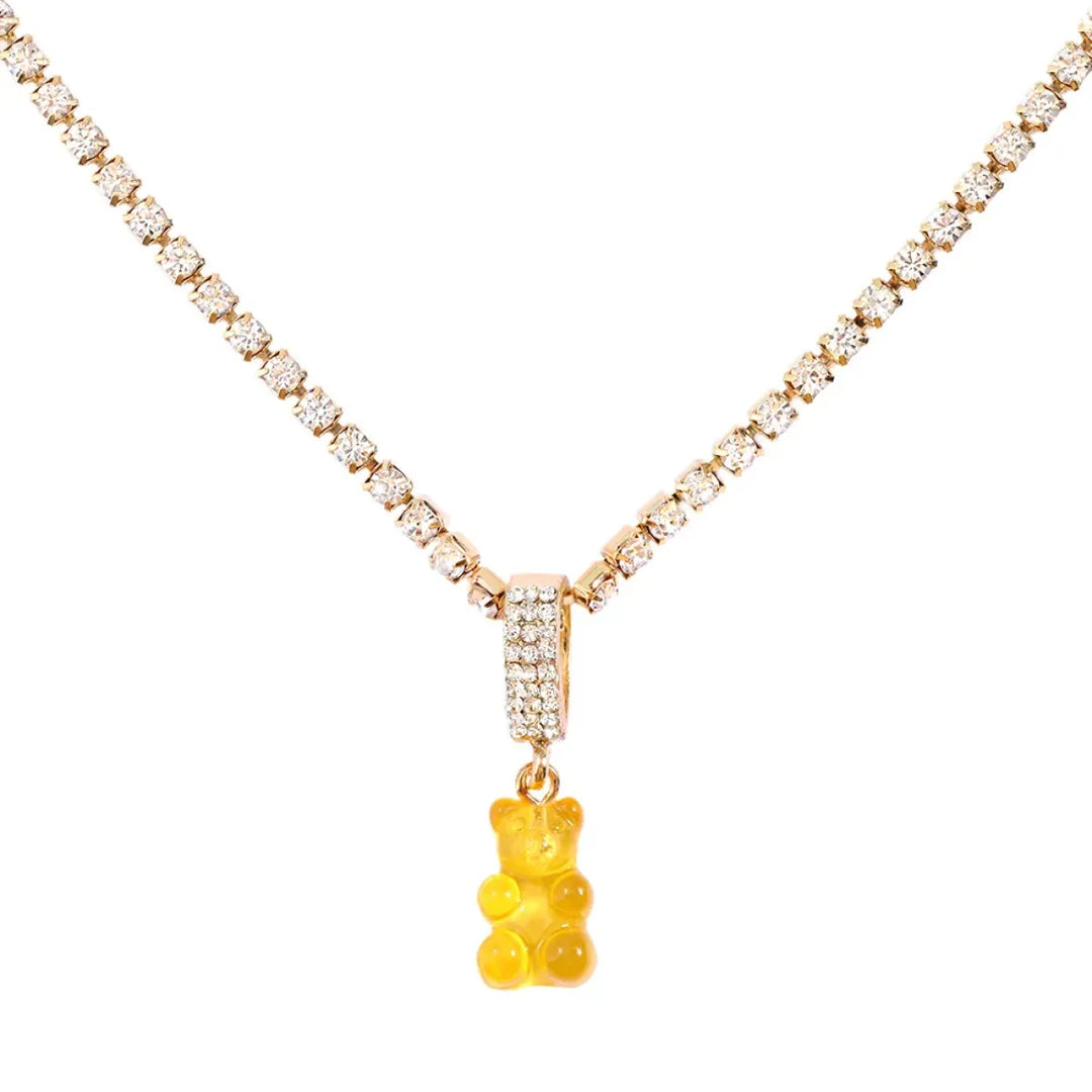 Punk Gummy Bear Crystal Choker - Colorful Metal Multi-layer Necklace