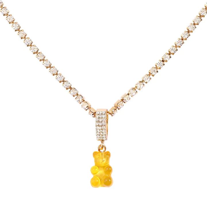 Punk Gummy Bear Crystal Choker - Colorful Metal Multi-layer Necklace
